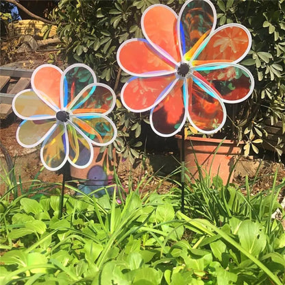 Eight Leaf Color Bird Repelling Windmill Outdoor Grounding Mounted Reflective Changing Windmill Kindergarten Children's Toys