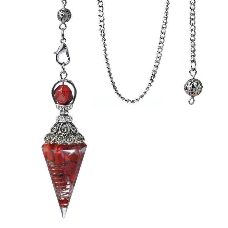 Natural Stone Spirit Pendulum Pendant Latticed Chain Energy Luck Mysterious Reiki Resin For Jewelry Making Accessories Necklaces