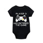 PLAYER 3 Newborn Romper Casual Short Sleeves Baby Boy Clothes Bodysuits Cartoon Graphic Toddler Girls Jumpsuits