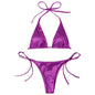 ShimmerWave: Luxe Satin Brazilian Bikini Set