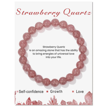 Healing Crystal Stone Bracelets With Card Natural Amethysts Lapis Lazuli Rose Quartzs 8mm Beads Bracelets For Women Men Jewelry