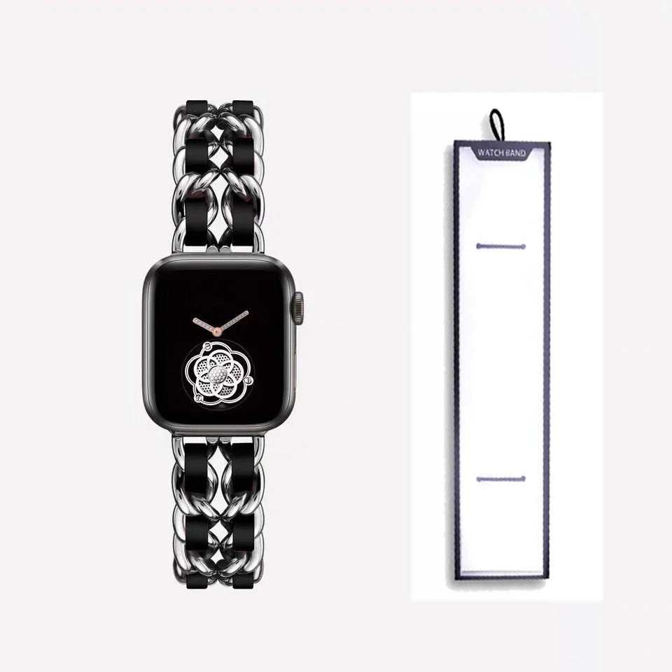 Apple Watch Woven-Accent Chain Bracelet Band