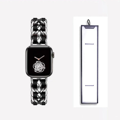 Apple Watch Woven-Accent Chain Bracelet Band