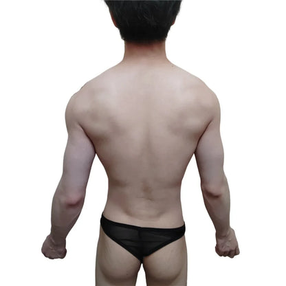 Mens Slip Bikini Jockstrap Briefs Mens Panties Sexy Fishnets Hole Transparent Mesh Ice Silk Men Underwear Sissy Men Underpants