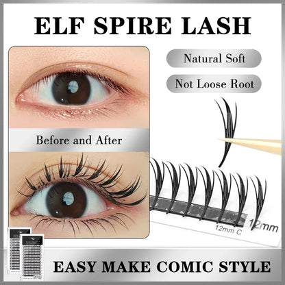 Winky Beauty Premade Elf Eyelash Comic Spire Cosplay C/D Curl Anime Effect Soft Plume Fluttering Manga Eyelash Extensions