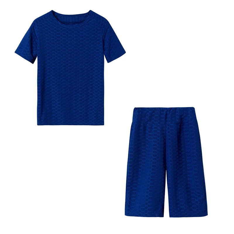 New Summer Round-Neck Solid Color Short-Sleeved Two-Piece Yoga Shorts