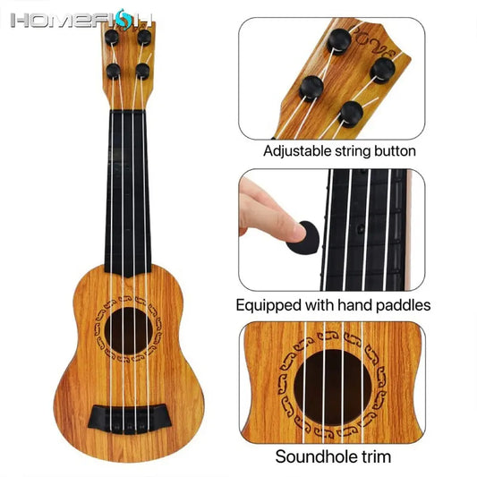 35cm Ukulele Children Guitar Toy – Simulated Beginner Instrument with Paddles, Playable Yukrili Music Toy for Kids