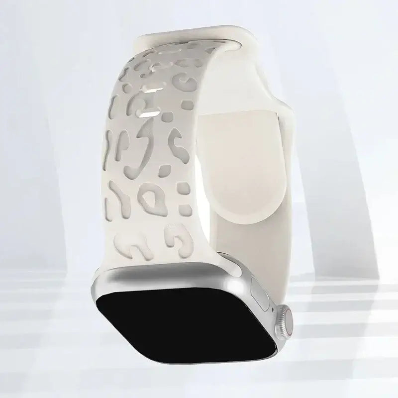 Apple Watch Engraved Silicone Band, Ornamental or Leopard