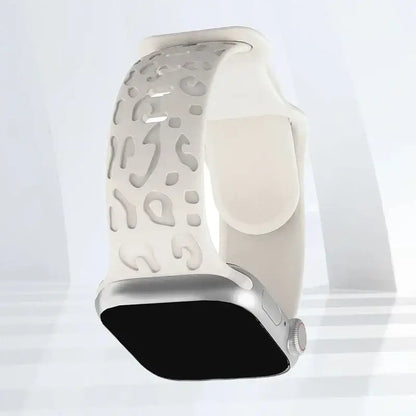 Apple Watch Engraved Silicone Band, Ornamental or Leopard