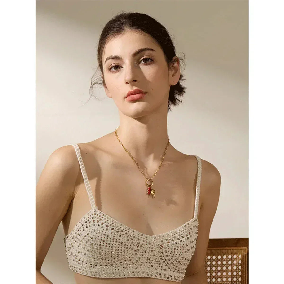 Classic Hot Selling Bull Horn Sacred Heart Detachable Pendant Necklace for Women's Horseshoe Rock Gesture Splicing Necklace