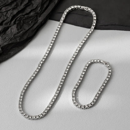 Hip Hop 5MM Tennis Chain Iced Out Bracelet Necklace Men Fashion Silver Color Tennis Jewelry Chains Women 20inch Choker Punk Gift
