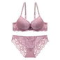 Hollow Lace Floral Sexy lingerie set Bow Padded Push Up women's bra Suitable for Small Busts sexy bras and panties