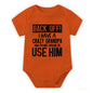 Cute Cotton Baby Bodysuit with "Back Off! I Have A Crazy Grandpa" Print Short Sleeve Baby Girl Boy Jumpsuit Kids Cotton Clothes