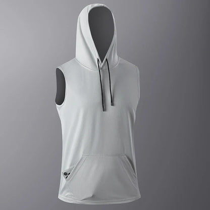 Men's Quick-Dry Gym Hoodie T-Shirt Black