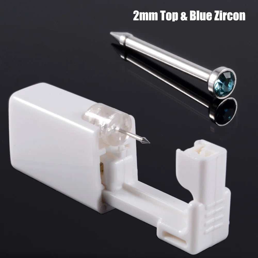 Disposable Safe Sterile Piercing Unit For Nose Studs Piercing Gun Tool Machine Kit Stud CZ Earrings Body Jewelry Easy Used 0.8mm