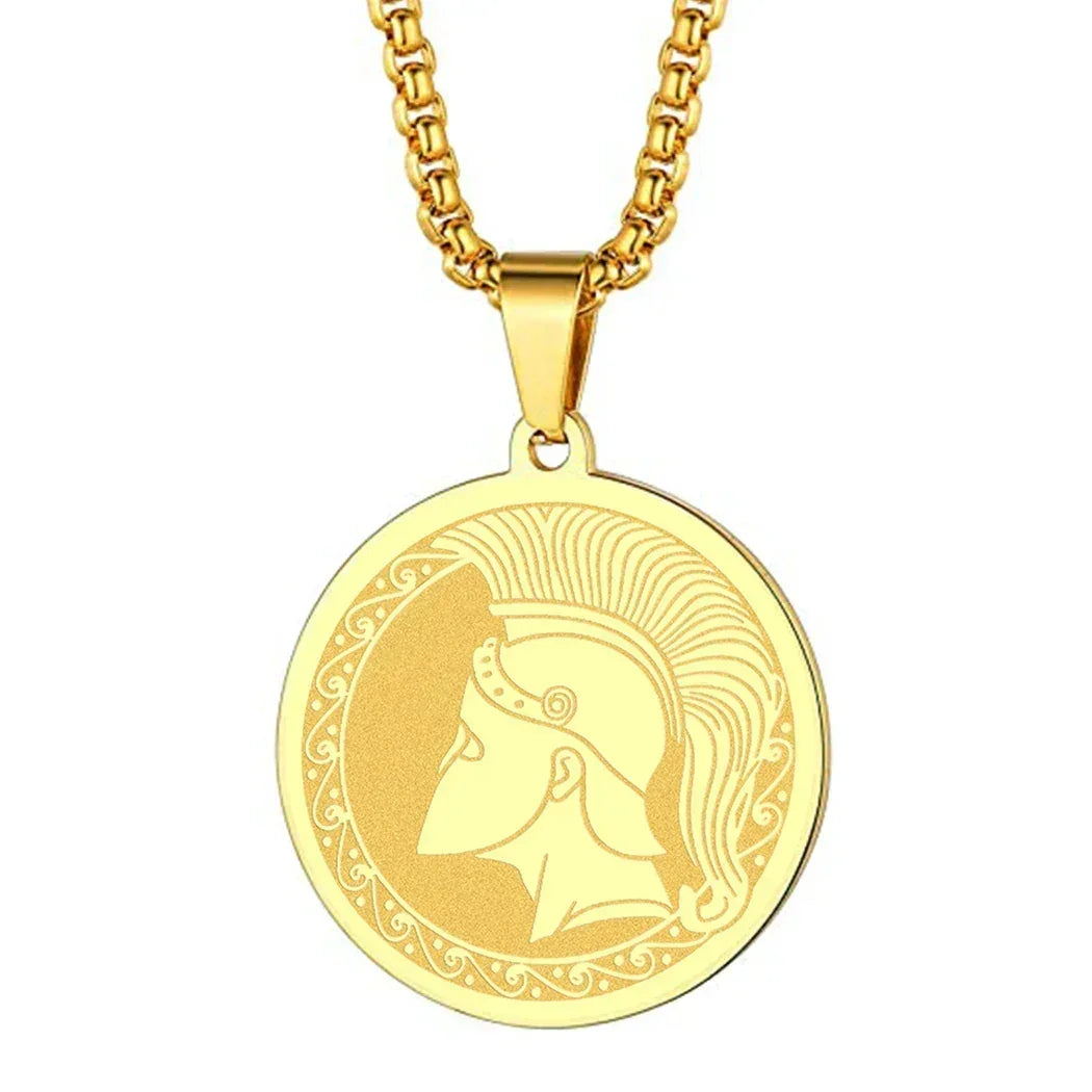 Mens Ancient Greek God Spartan Warrior Pendant Gladiator Necklace Women Mythology Spartan Helmet Charm Neck Chain Amulet Jewelry