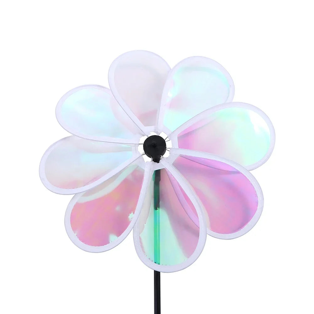 Eight Leaf Color Bird Repelling Windmill Outdoor Grounding Mounted Reflective Changing Windmill Kindergarten Children's Toys