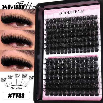 GROINNEYA Lash Clusters Wispy Eyelash Clusters Eyelash Extensions Natural Volume Lash Extensions DIY Individual Lashes Makeup