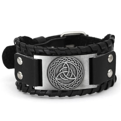 Trendy Viking Bracelet Nordic Rune Compass God Bird Charm Men's Bracelet New Fashion Leather Woven Jewelry Accessorie Party Gift