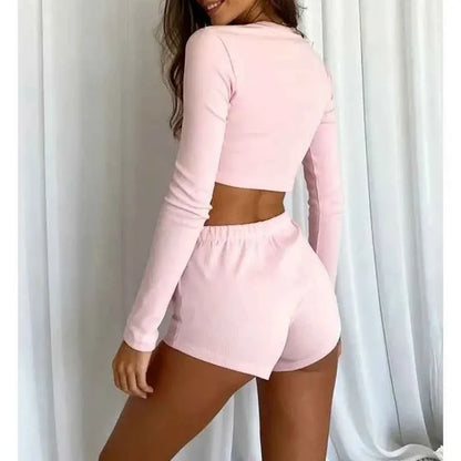 Women's Casual Cardigan & Shorts Set