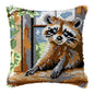 Knot Pillow Package Cartoon Animals Latch Hook Kit Cushion Pillowcase Kussen Set For Needlework Dog Raccoon Latch Hook Kits DIY