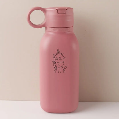 450ML Custom Name Silicone Straw Cup, Personalized Cartoon Pattern Water Bottle, Leakproof Sports Water Bottle for Kids Adults