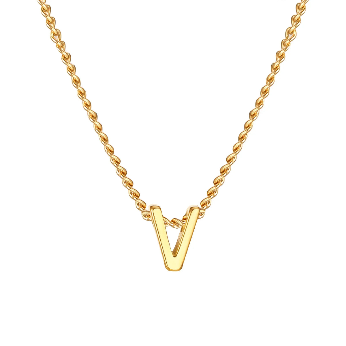 Vnox Chic Tiny A-Z Letters Necklaces for Women Girls, Gold Color Stainless Steel Initial Chokers,Small Pendent Necklaces Jewelry