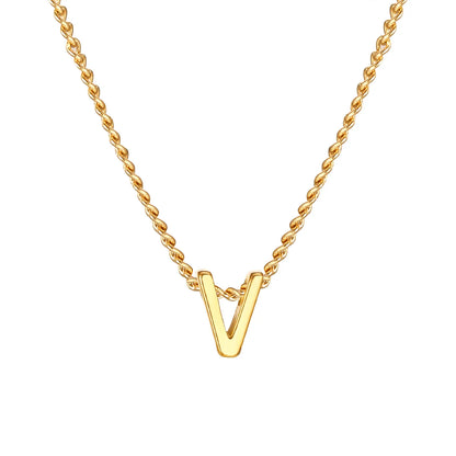 Vnox Chic Tiny A-Z Letters Necklaces for Women Girls, Gold Color Stainless Steel Initial Chokers,Small Pendent Necklaces Jewelry