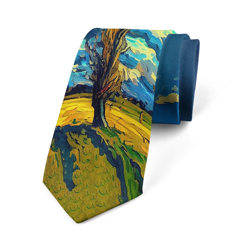 Classic oil painting high-quality printing, novel tie personalized wedding party shirt accessories Harajuku fashion unisex tie