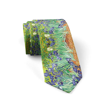 New 3d printed oil painting tie men's fun fashion business tie wedding party shirt accessories Van Gogh starry sunflower