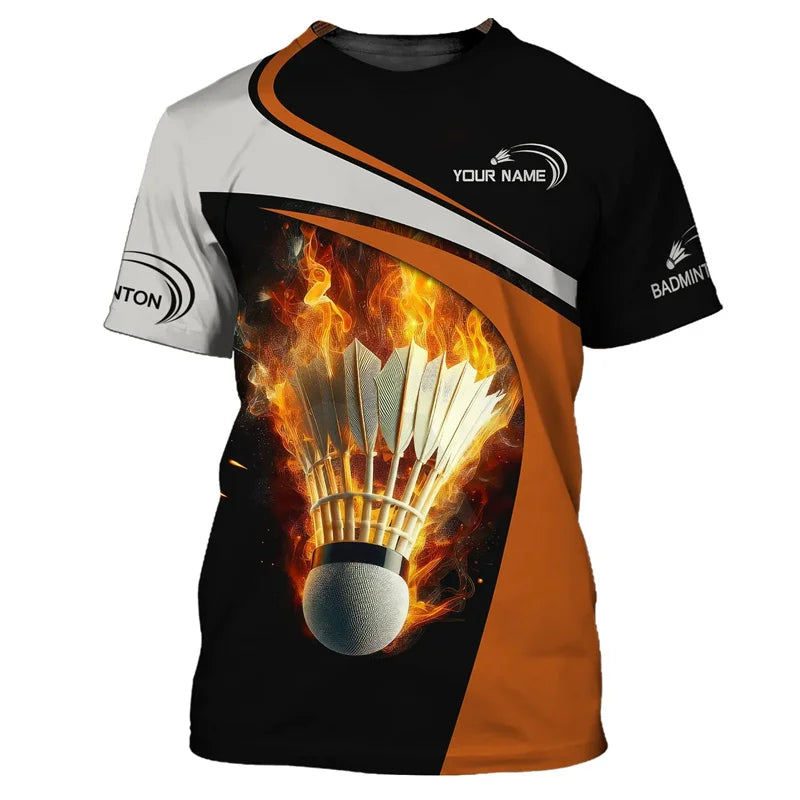 Fashion Badminton Pattern T Shirt Men Kids Summer Sports Short Sleeve Tops 3D Printed Tee Shirts Tracksuit Round Neck T-shirt