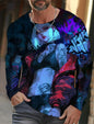 2024 new men's long-sleeved T-shirt 3D printing HD anime tattoo beauty printing men's autumn tops casual round neck home clothes