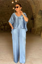 Women 2-piece Set, Satin Loose Fitting Suit, Short Sleeved T-shirt, 2 Pairs Of Pants, Summer Conjuntos Para Mujeres 2 Piezas