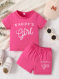 Baby Girl Round Neck Short Sleeved Daddy's GIRL Fashionable Letter