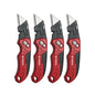 T TOVIA Folding Utility Knife with Blade Storage - Quick-Change Retractable Box Cutter, 3 Extra Blades in Handle, Aluminum Body.