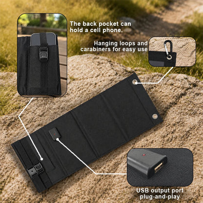 Portable 20W Foldable Solar Panel USB Charger Lightweight Solar Power Bank Charger for Backpacking Camping Outdoor Activities