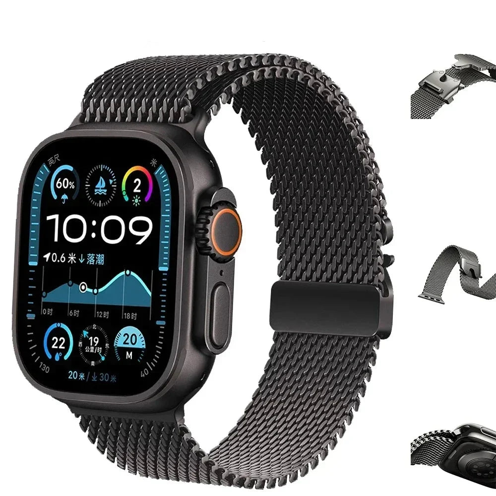Apple Watch Milanese Mesh Loop Band with Parachute-Style Clasp