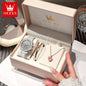 OLEVS 9978 Women Watch Original Quartz Watch Waterproof Leather Strap Multifunctional Chronograph Watch Bracelet Set Gifts Box