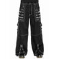 Women Fall Winter Cargo Jeans Striped Zipper Button Closure Loose Casual Trousers Streetwear with Pockets