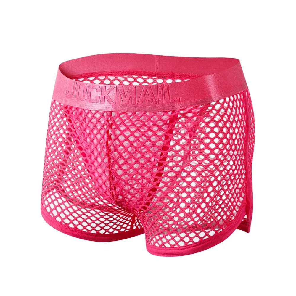 Men Underwear Boxer Thong 2 in 1 Lined with Thong Jockstrap Home Shorts Boxer Man Panties Sexy Soft Sport Short Boxer Mesh