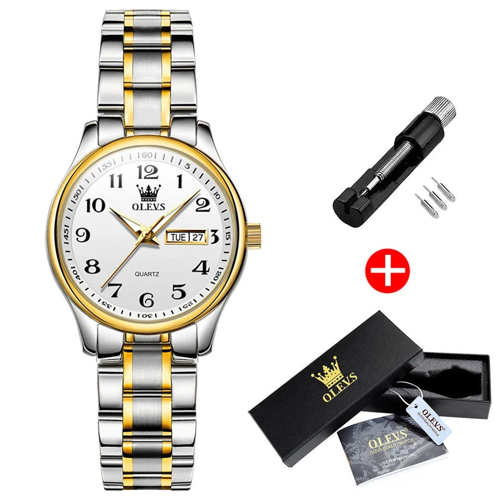 Women's Arabic Numeral Day-Date Bracelet Watch