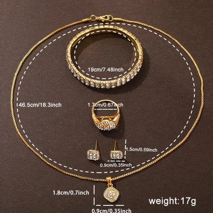 6-piece/set women's watch luxury rhinestone quartz watch gold fashion simulation watch and jewelry set
