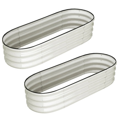 2 Pcs 4.5x2x1ft Oval Raised Garden Bed, Galvanized Raised Beds,Open-Ended Base Metal Raised Planter Beds,Garden Bed Outdoor