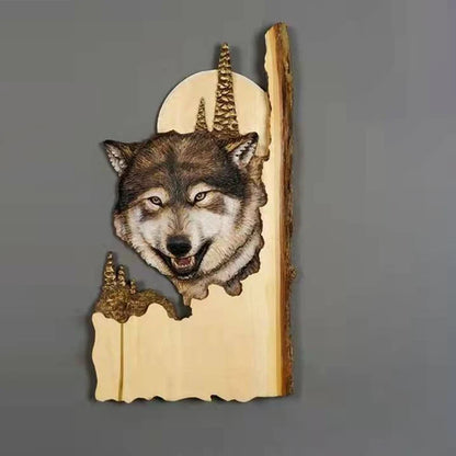 Handmade Cool Animal Carving Handcraft Wall Hanging Decoration Sculpture Wood Raccoon Bear Deer Hand Painted Home Room 13CM*20CM
