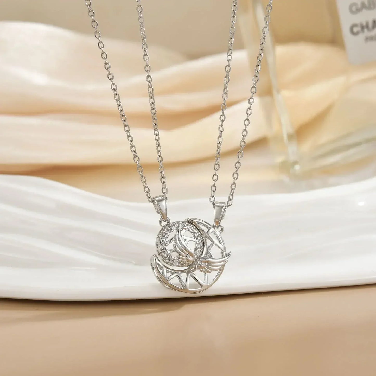 LATS New Stainless Steel Magnetic Sun Moon Couple Necklace Fashion Chain for Men and Women Good Friend Gifts Trend Jewelry