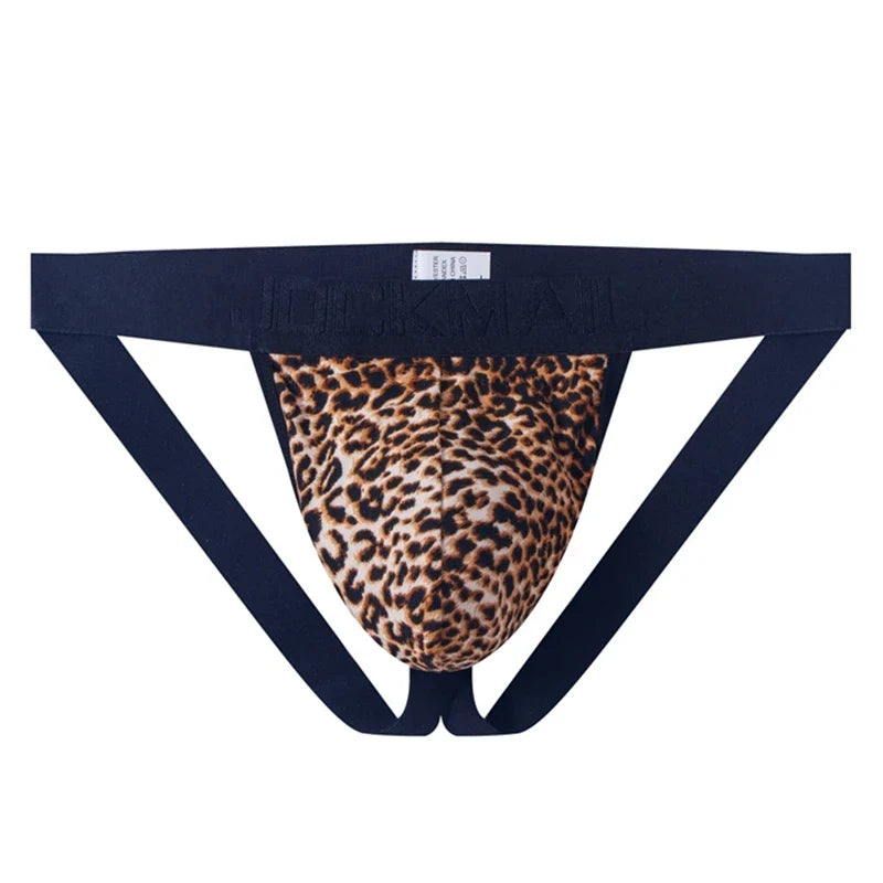 Jockstrap G-string Panties Gay Mens Underwear Bikini Briefs Sexy Panties Leopard Underpants Thong T Back Pantys Lingerie