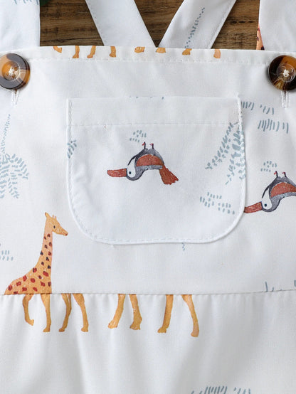 2pcs Baby Boys Summer Sleeveles Jumpsuit Cartoon Animal for 1-3y