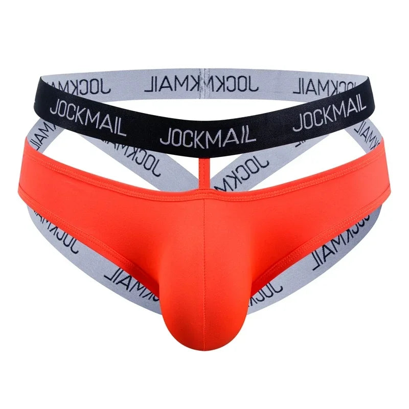 Jockmail Ice Silk Jockstrap Men Underwear Sexy Harness Thong G String Leg Ring Bondage Lingerie Hombre Strap Panties T-back