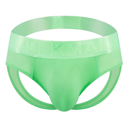 Sexy Men Thong Underwear Jockstraps Crotchless Underpants Low Waist Bikini Panties Mesh Elastic Thread Skin Friendly Lingerie