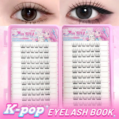 K-pop 2.0 Style Self-Adhesive False Eyelashes Easy Wear No Glue Trendy Daily/Party Eye Makeup Accessory